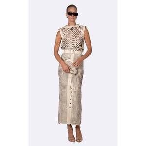 NEW NONCHALANT LABEL torin sleeveless open knit top in crema